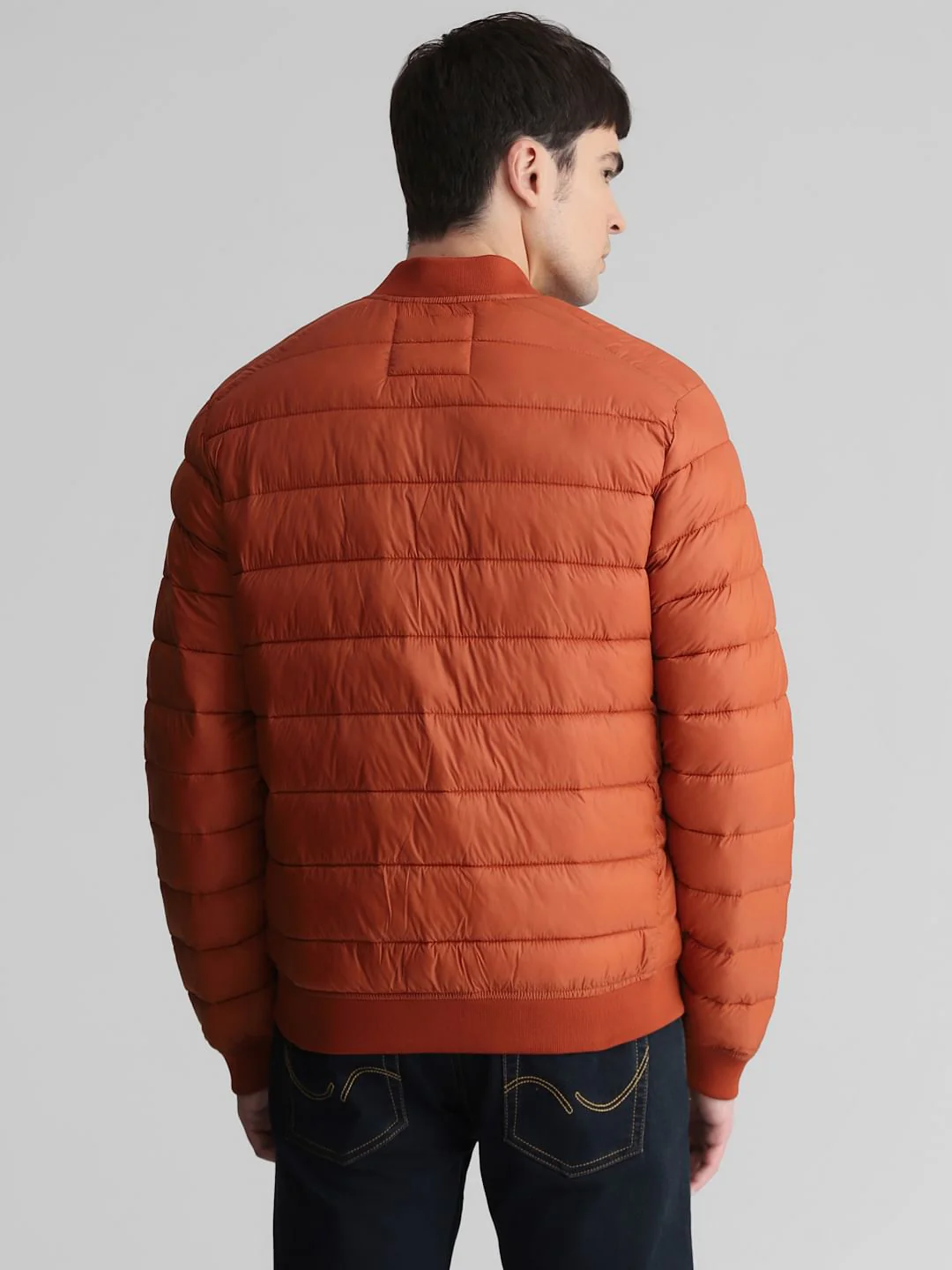 Brown Quilted Bomber Jacket - Image 4
