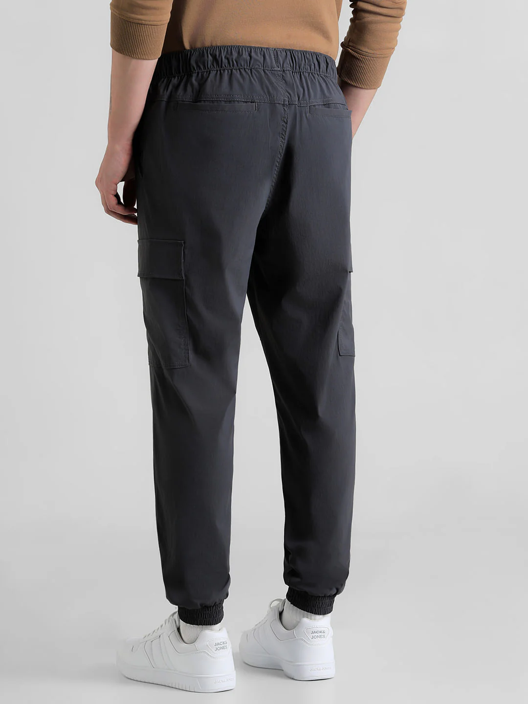 Grey Mid Rise Cargo Pants - Image 3