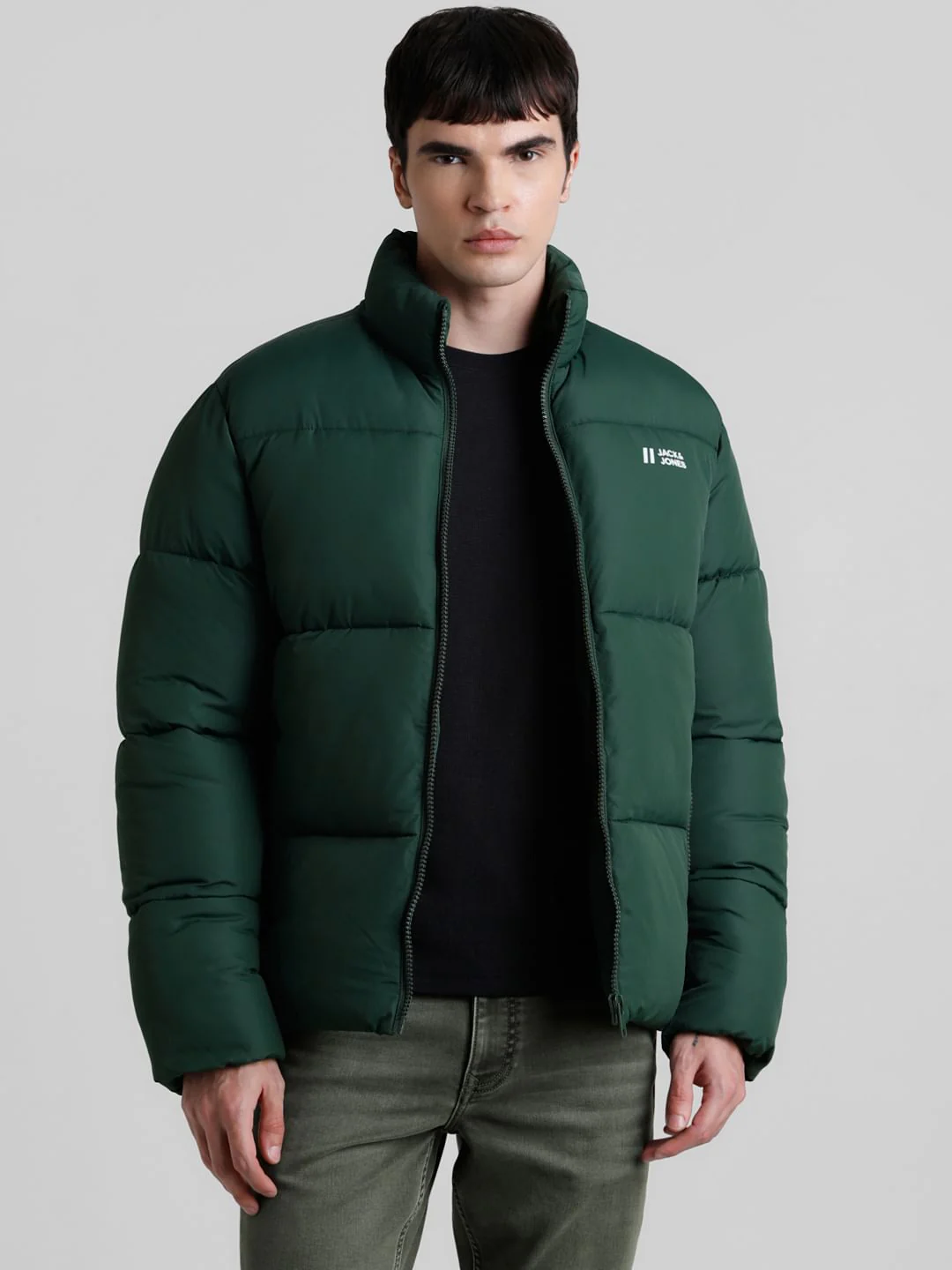 Green High Neck Puffer Jacket - Image 2