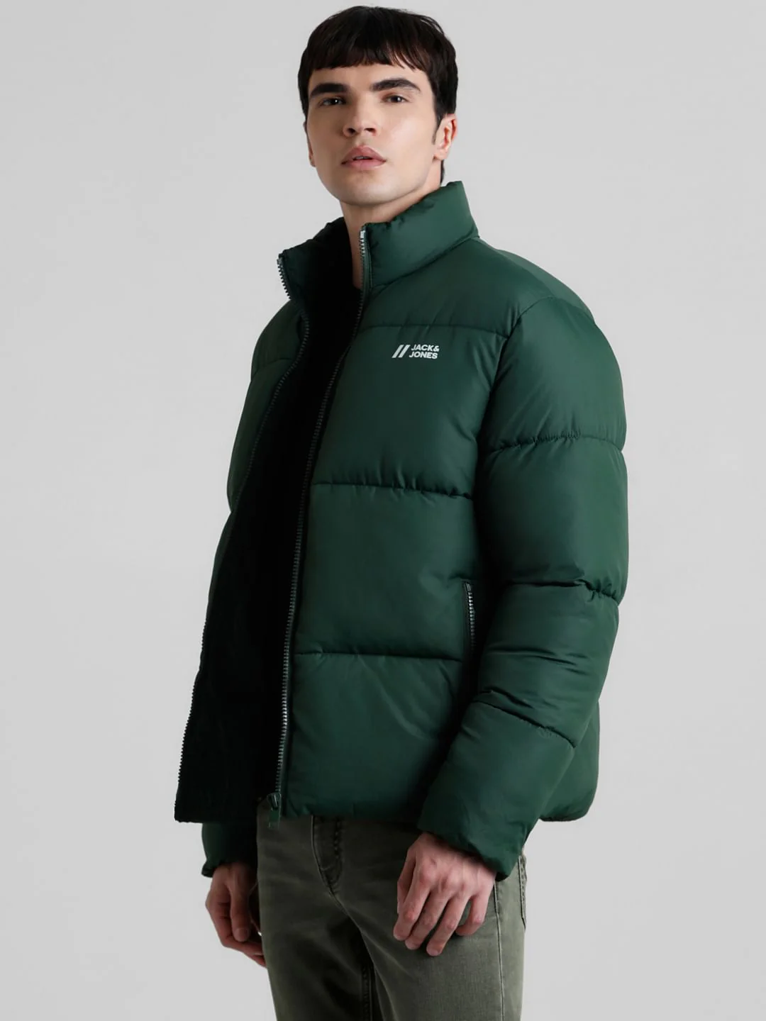 Green High Neck Puffer Jacket - Image 3