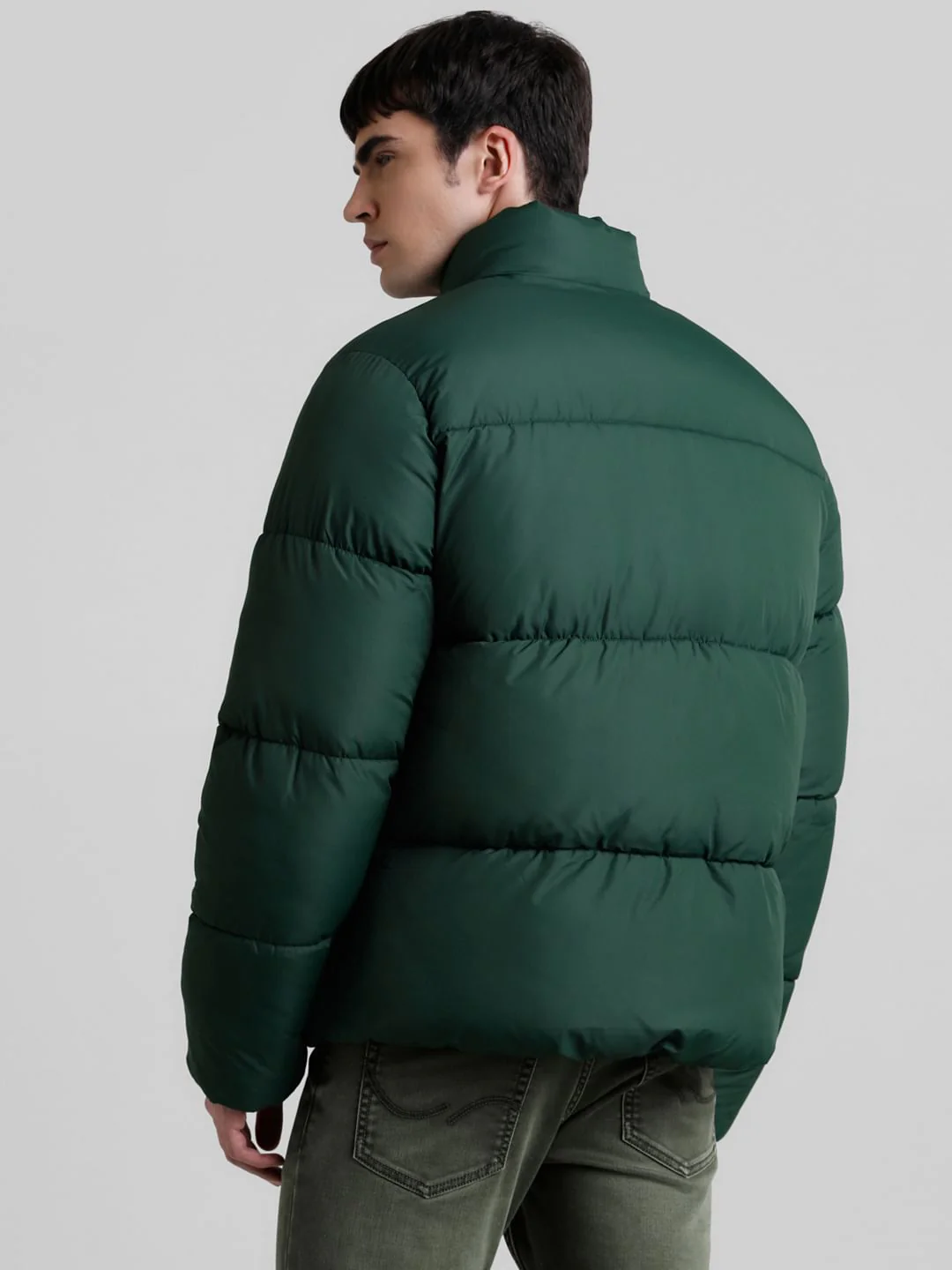 Green High Neck Puffer Jacket - Image 4