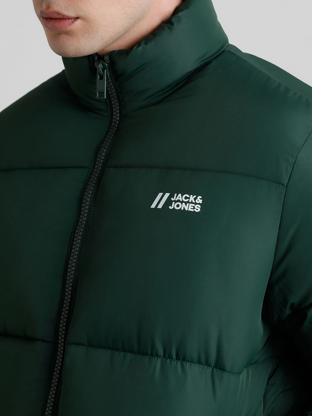 Green High Neck Puffer Jacket - Image 5