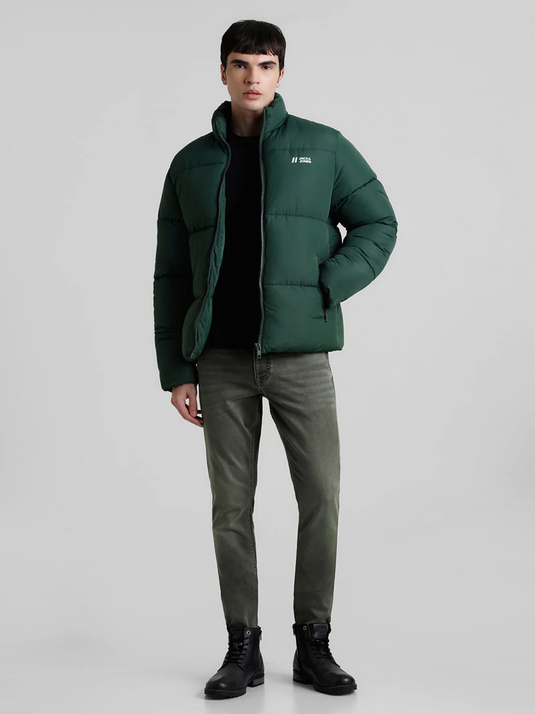 Green High Neck Puffer Jacket - Image 6