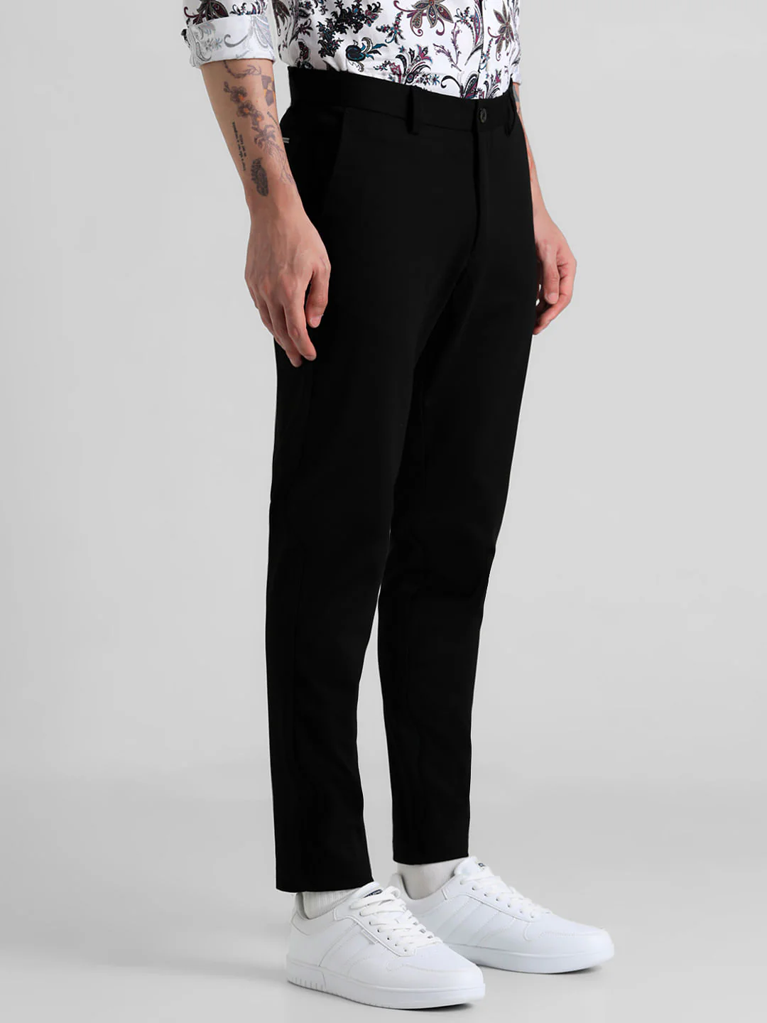 Black Mid Rise Slim Fit Chinos - Image 2