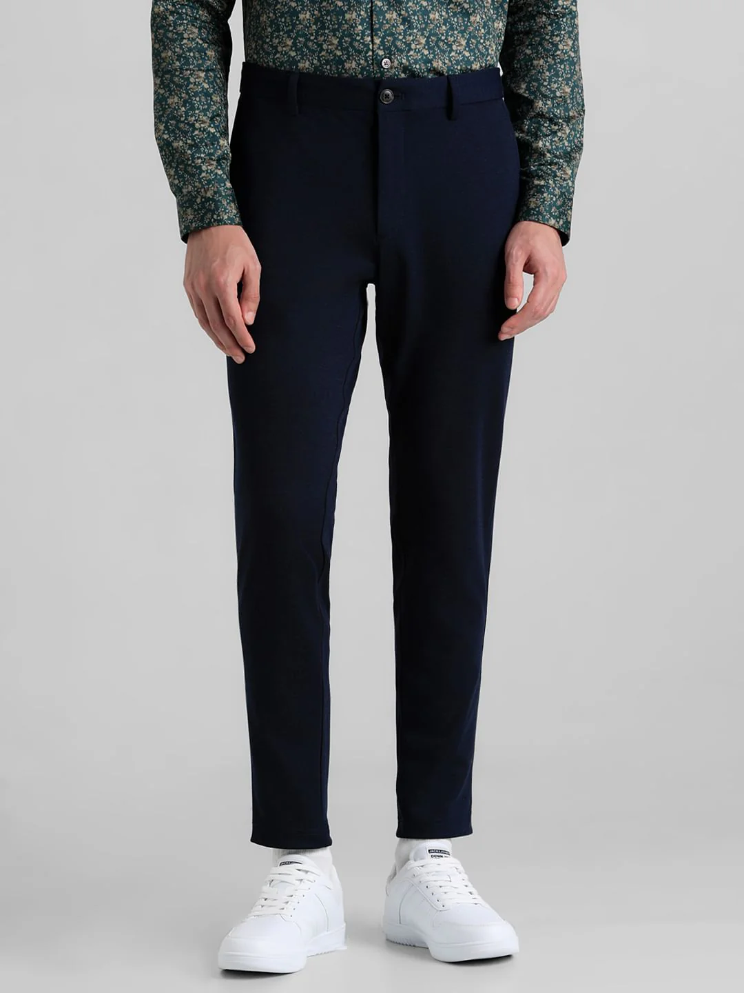 Dark Blue Mid Rise Slim Fit Chinos