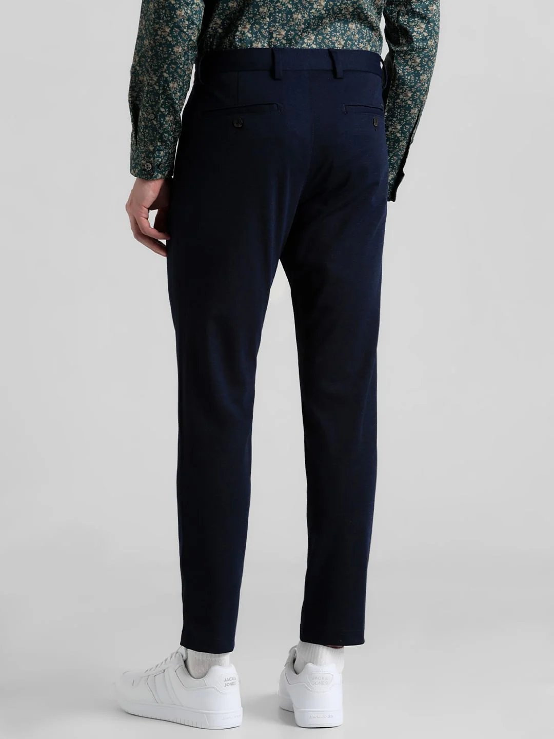 Dark Blue Mid Rise Slim Fit Chinos - Image 3
