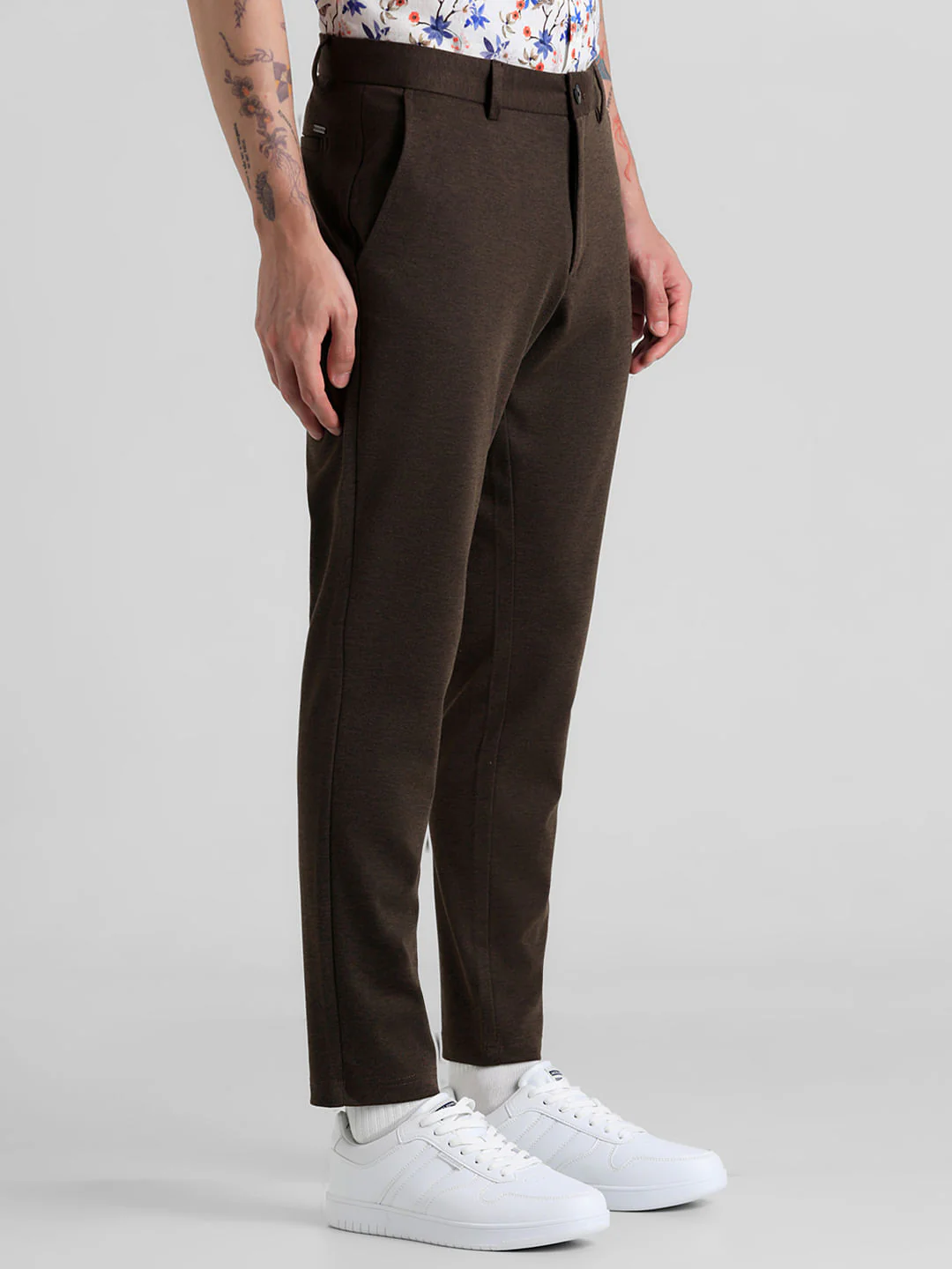 Dark Brown Mid Rise Slim Fit Chinos - Image 2