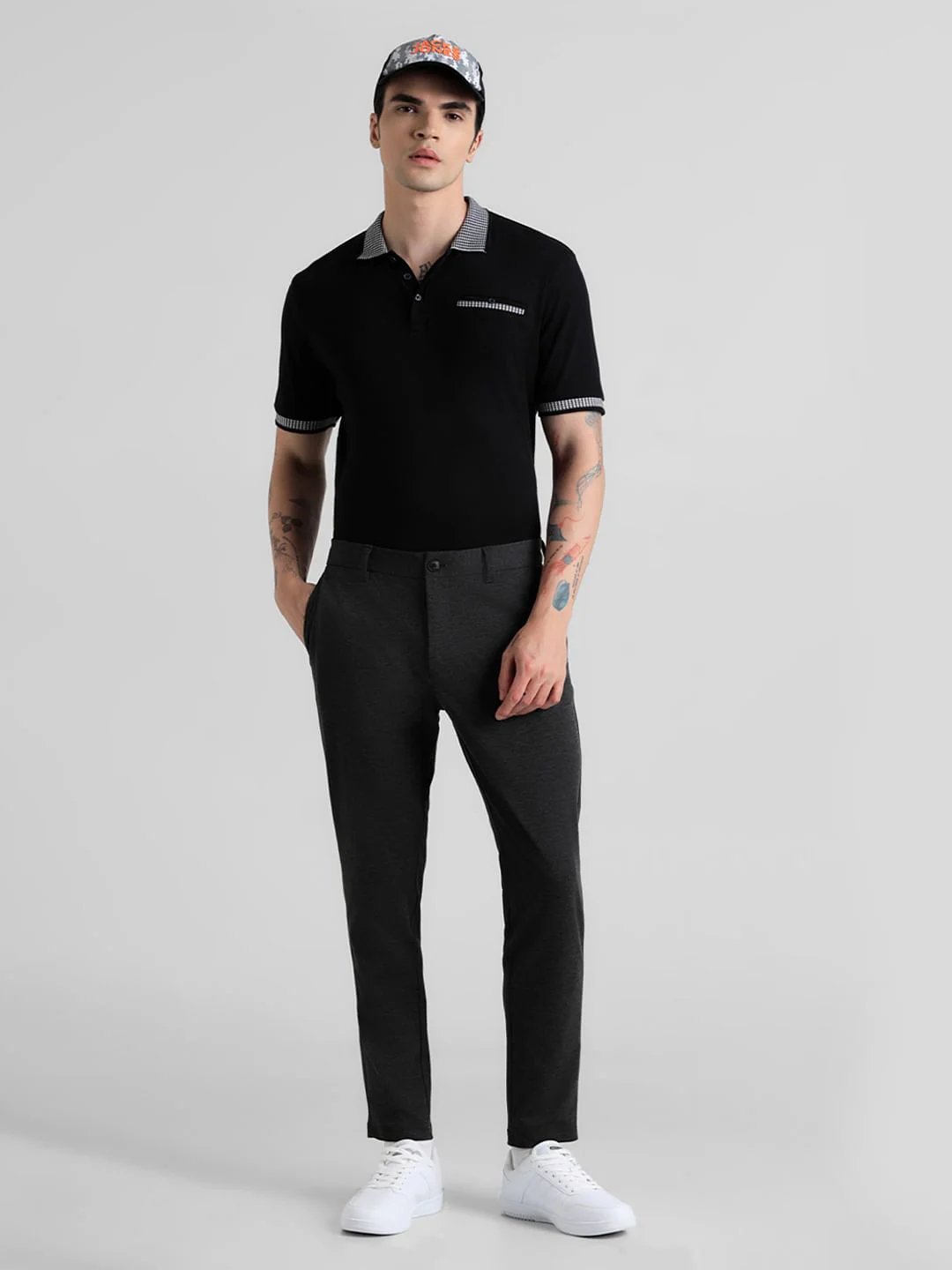 Dark Grey Mid Rise Slim Fit Chinos - Image 5