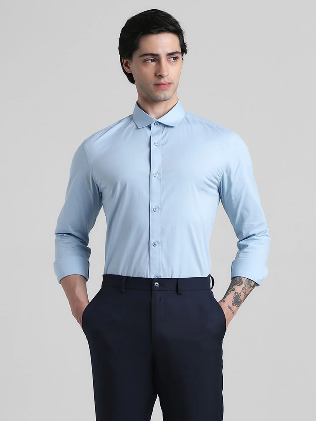 Blue Formal Full Sleeves Shirt - Image 2