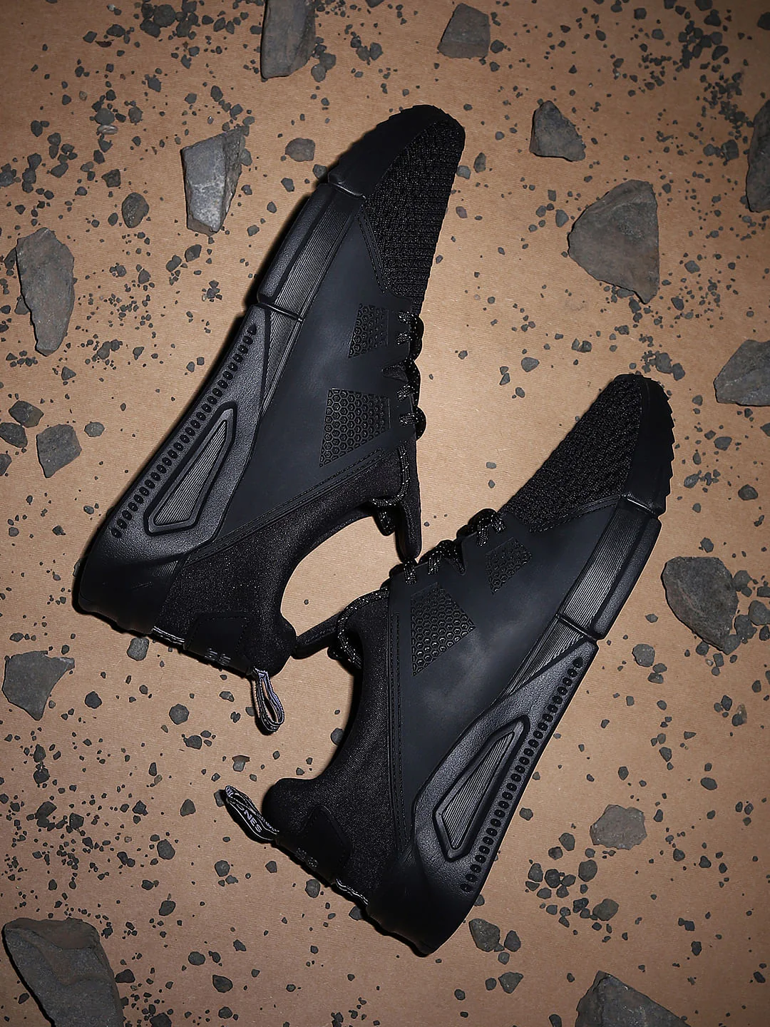 Black Knit Lace-Up Sneakers