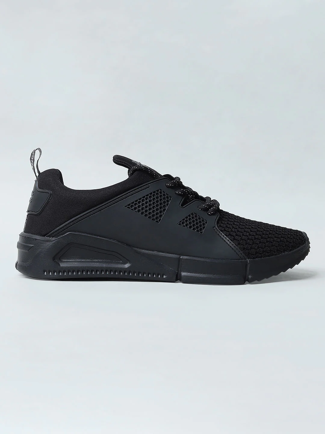 Black Knit Lace-Up Sneakers - Image 2