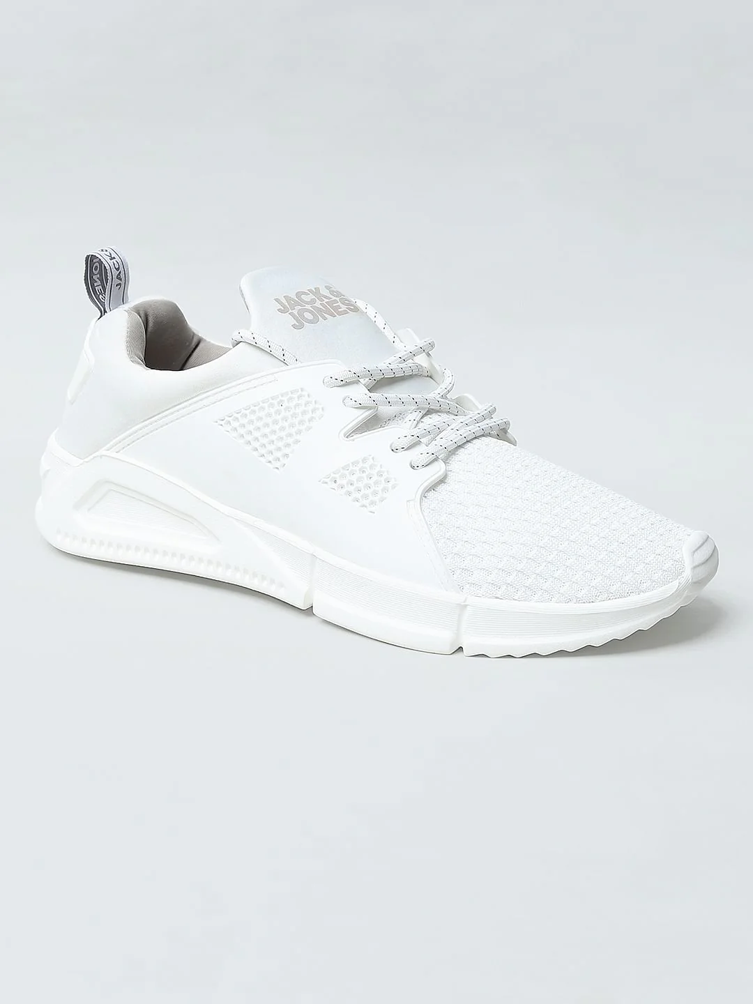 White Knit Lace-Up Sneakers - Image 3