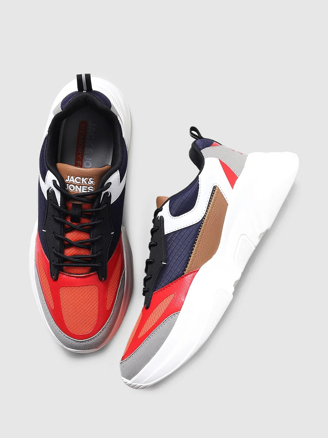 Grey & Red Colourblocked Sneakers - Image 2