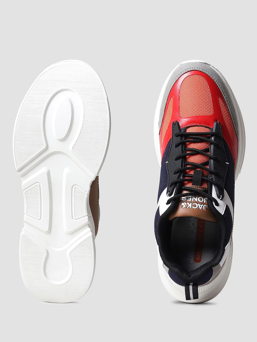 Grey & Red Colourblocked Sneakers - Image 7