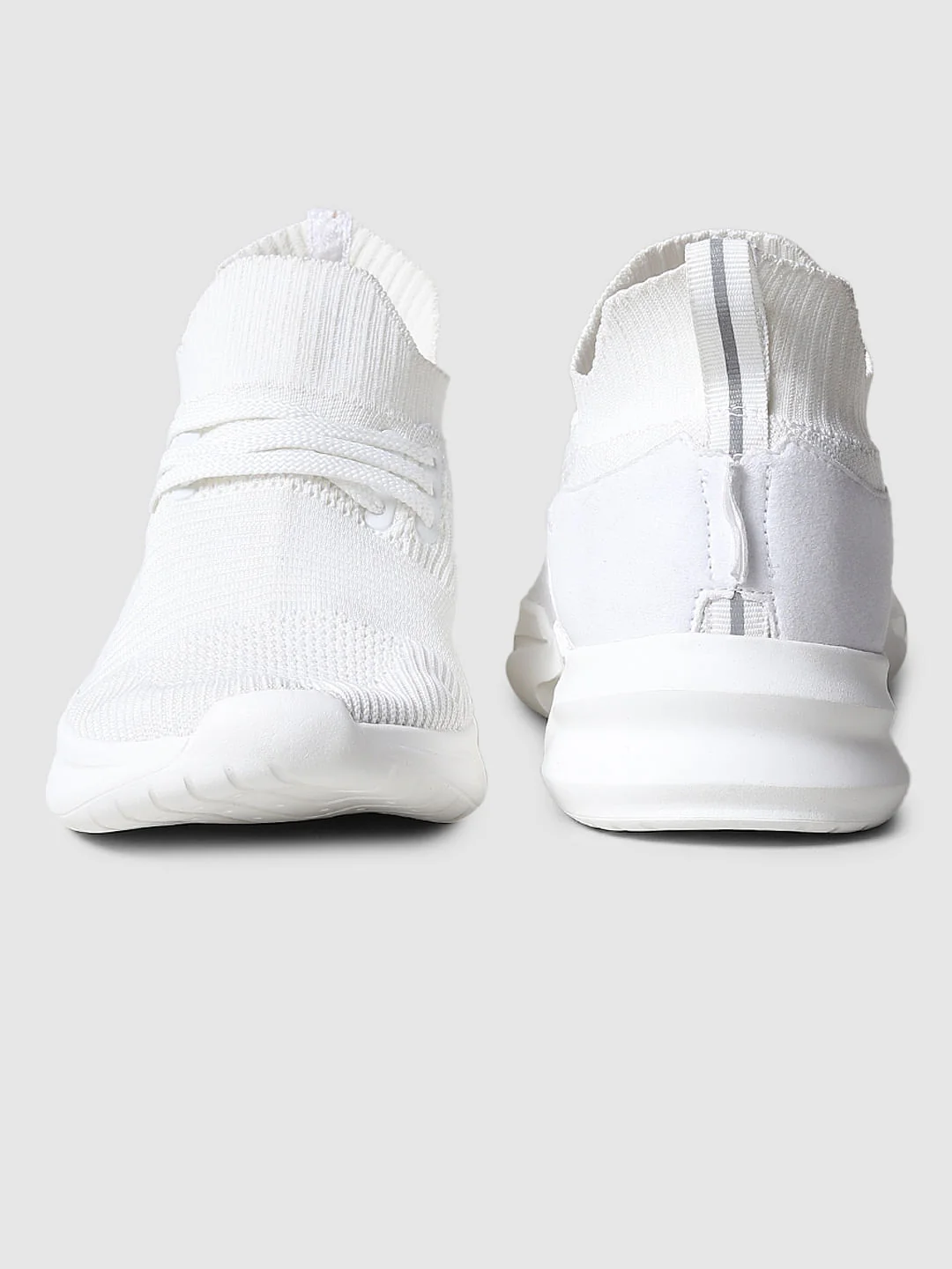 White Mesh Lace Up Sneakers - Image 6