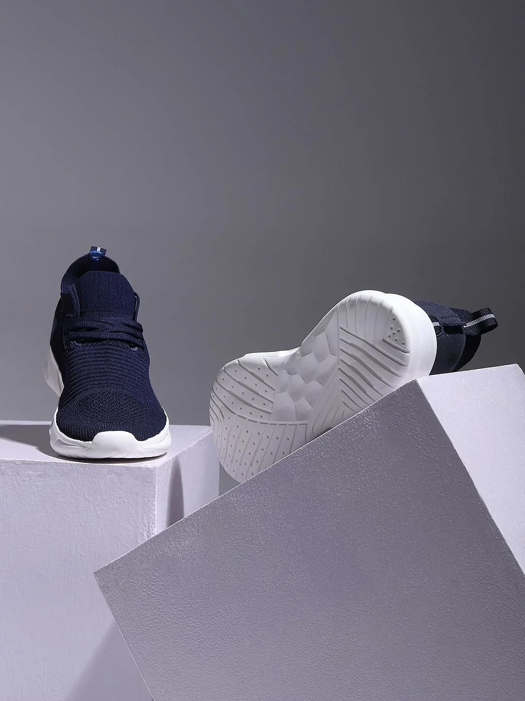 Blue Mesh Lace Up Sneakers