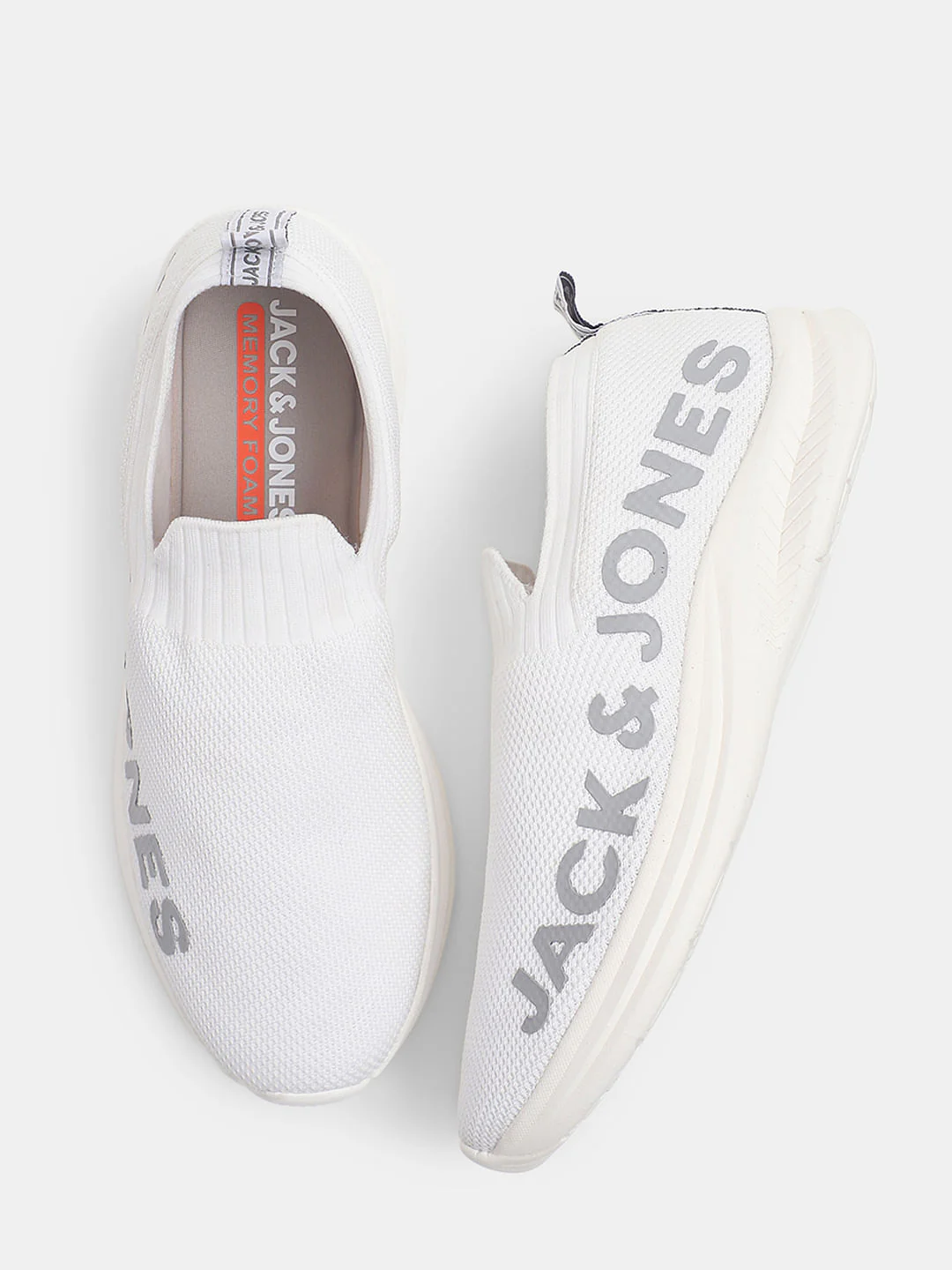 White Knitted Slip On Sneakers - Image 3