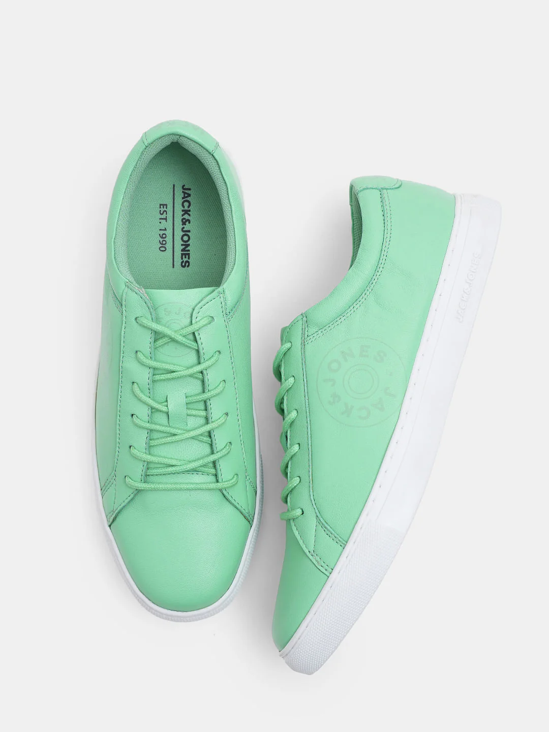 Green Leather Lace-Up Sneakers - Image 3