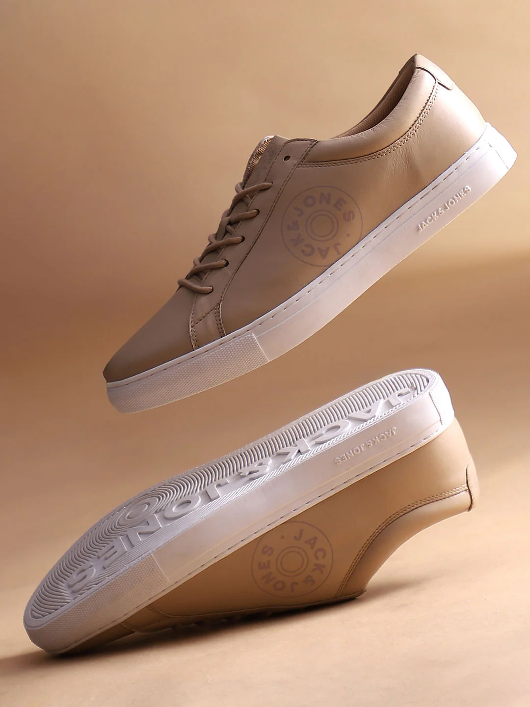 Beige Leather Sneakers
