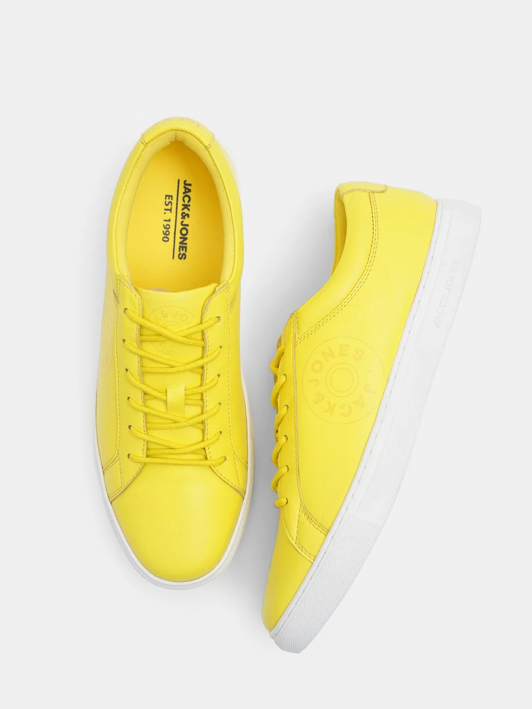 Yellow Leather Lace-Up Sneakers - Image 3