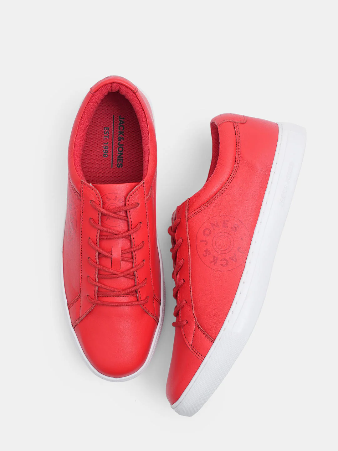 Red Leather Lace-Up Sneakers - Image 3