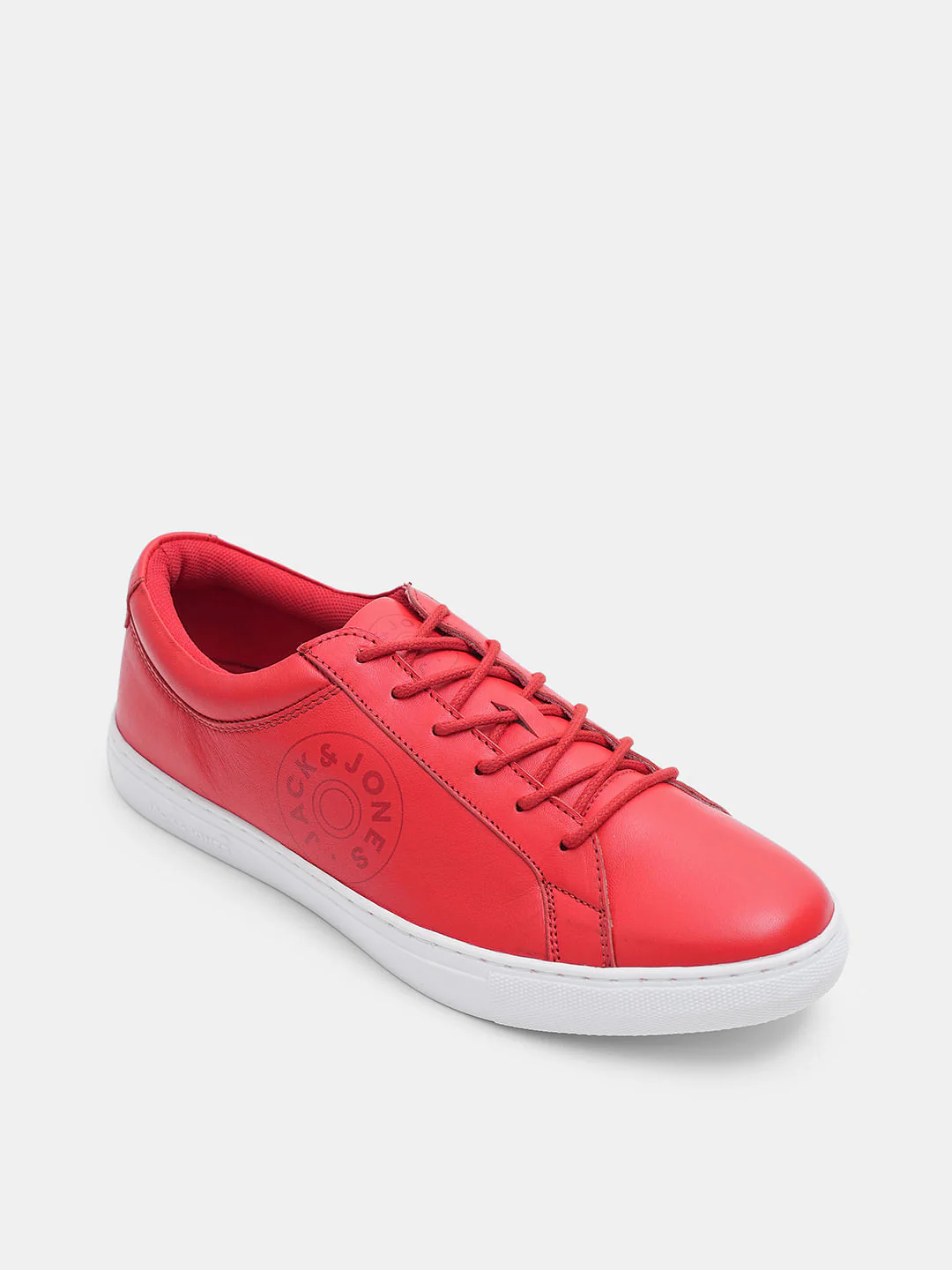 Red Leather Lace-Up Sneakers - Image 4