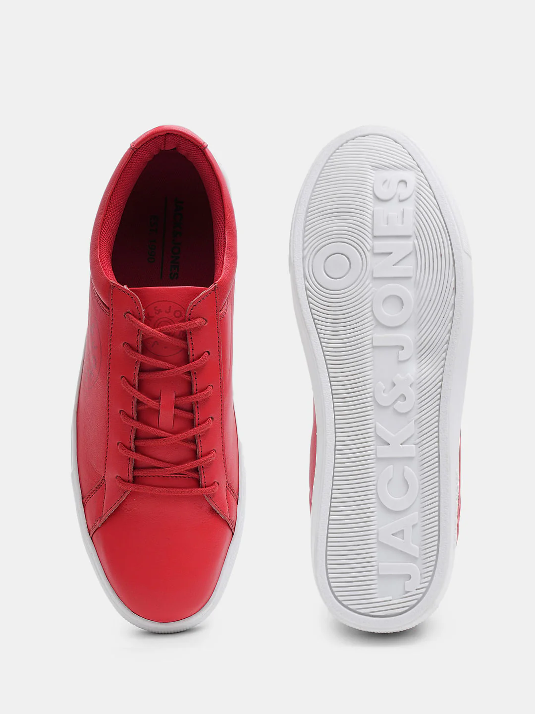 Red Leather Lace-Up Sneakers - Image 5