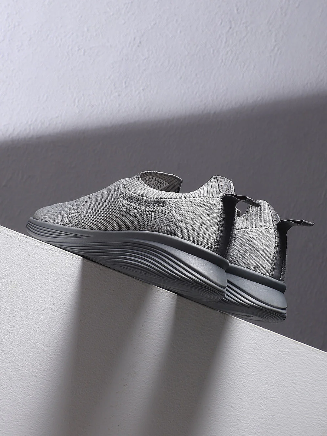Light Grey Knitted Slip On Sneakers