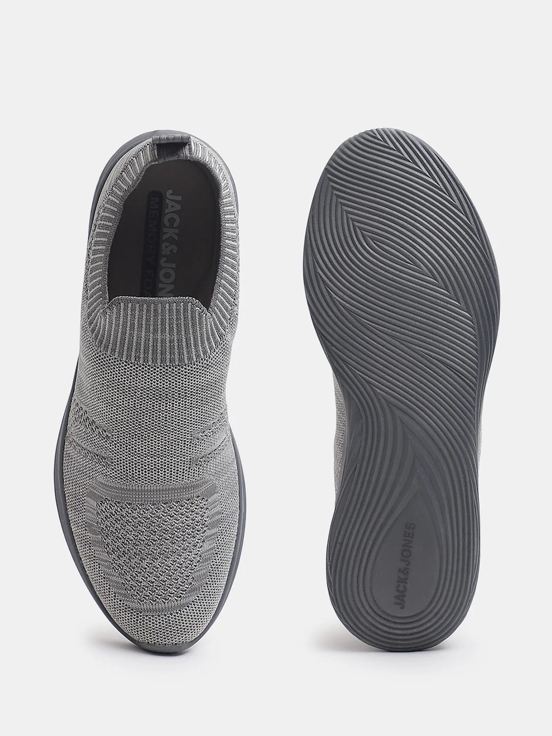 Light Grey Knitted Slip On Sneakers - Image 5