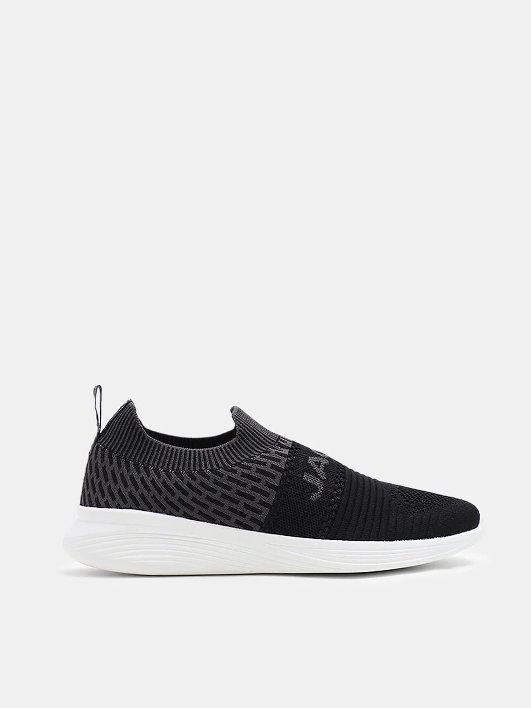Black & Grey Knitted Slip On Sneakers - Image 2