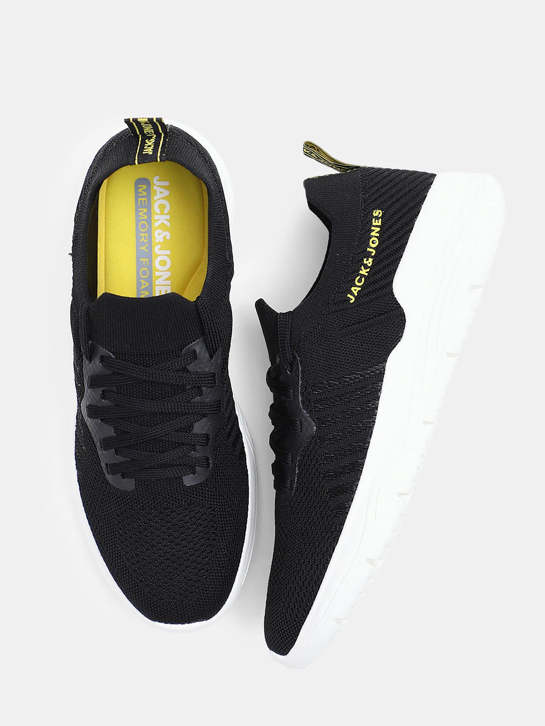 Black Knitted Lace-Up Sneakers - Image 3