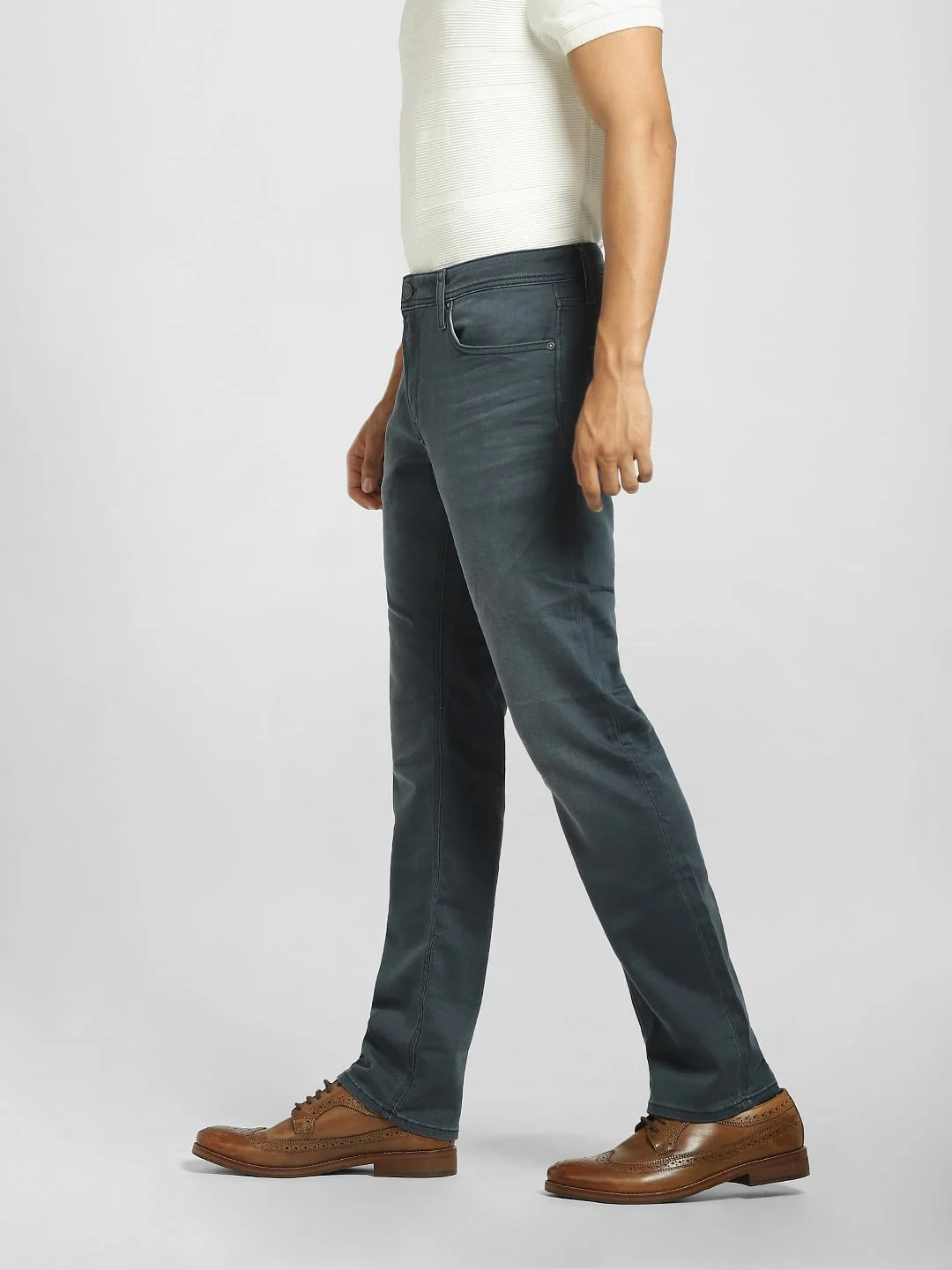 Grey Mid Rise Clark Regular Fit Jeans - Image 3