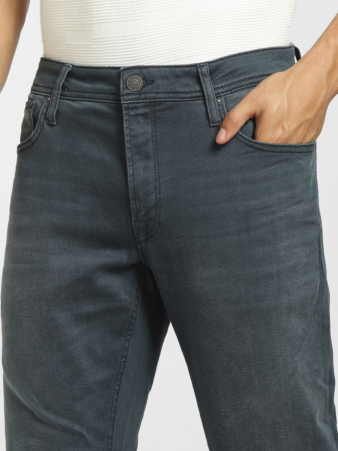 Grey Mid Rise Clark Regular Fit Jeans - Image 5