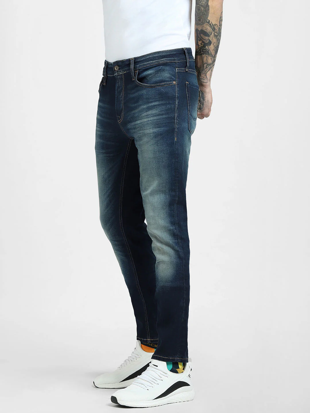 Blue Low Rise Washed Skinny Jeans - Image 3