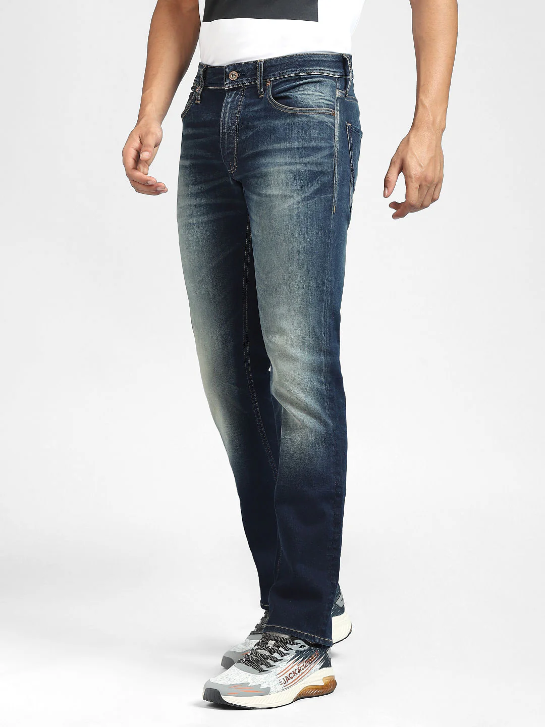Dark Blue Mid Rise Clark Straight Jeans - Image 3