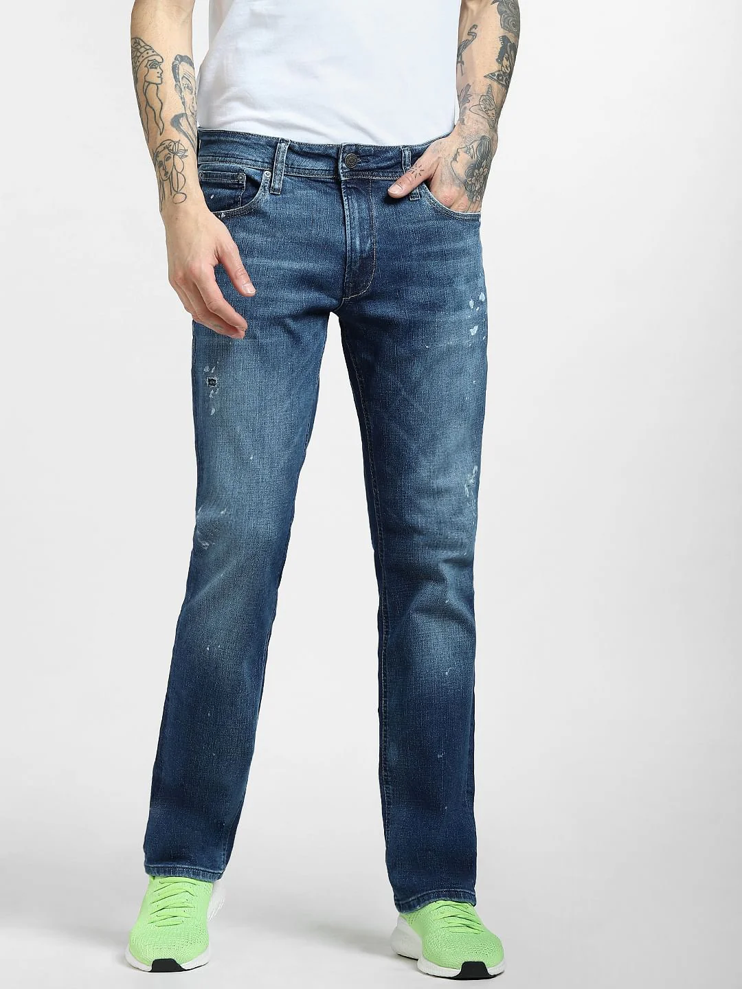 Blue Mid Rise Clark Ripped Straight Jeans - Image 2