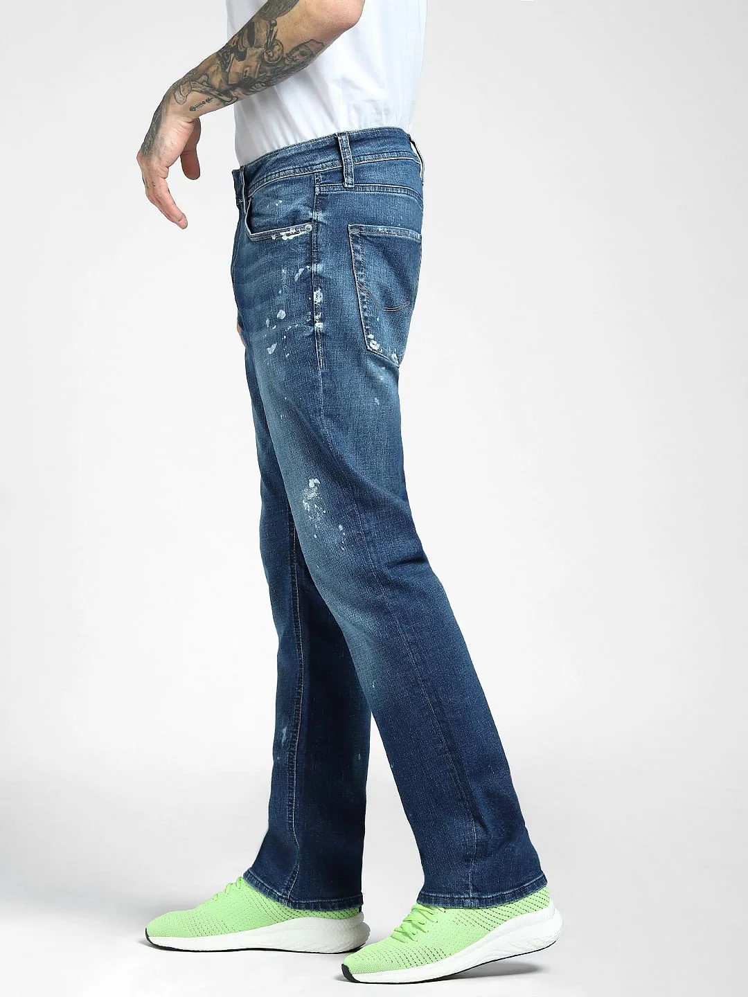 Blue Mid Rise Clark Ripped Straight Jeans - Image 3