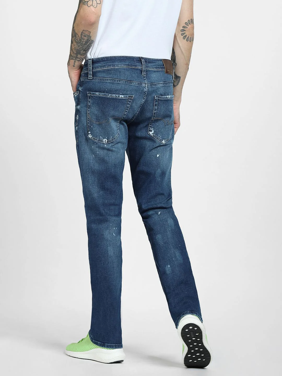 Blue Mid Rise Clark Ripped Straight Jeans - Image 4