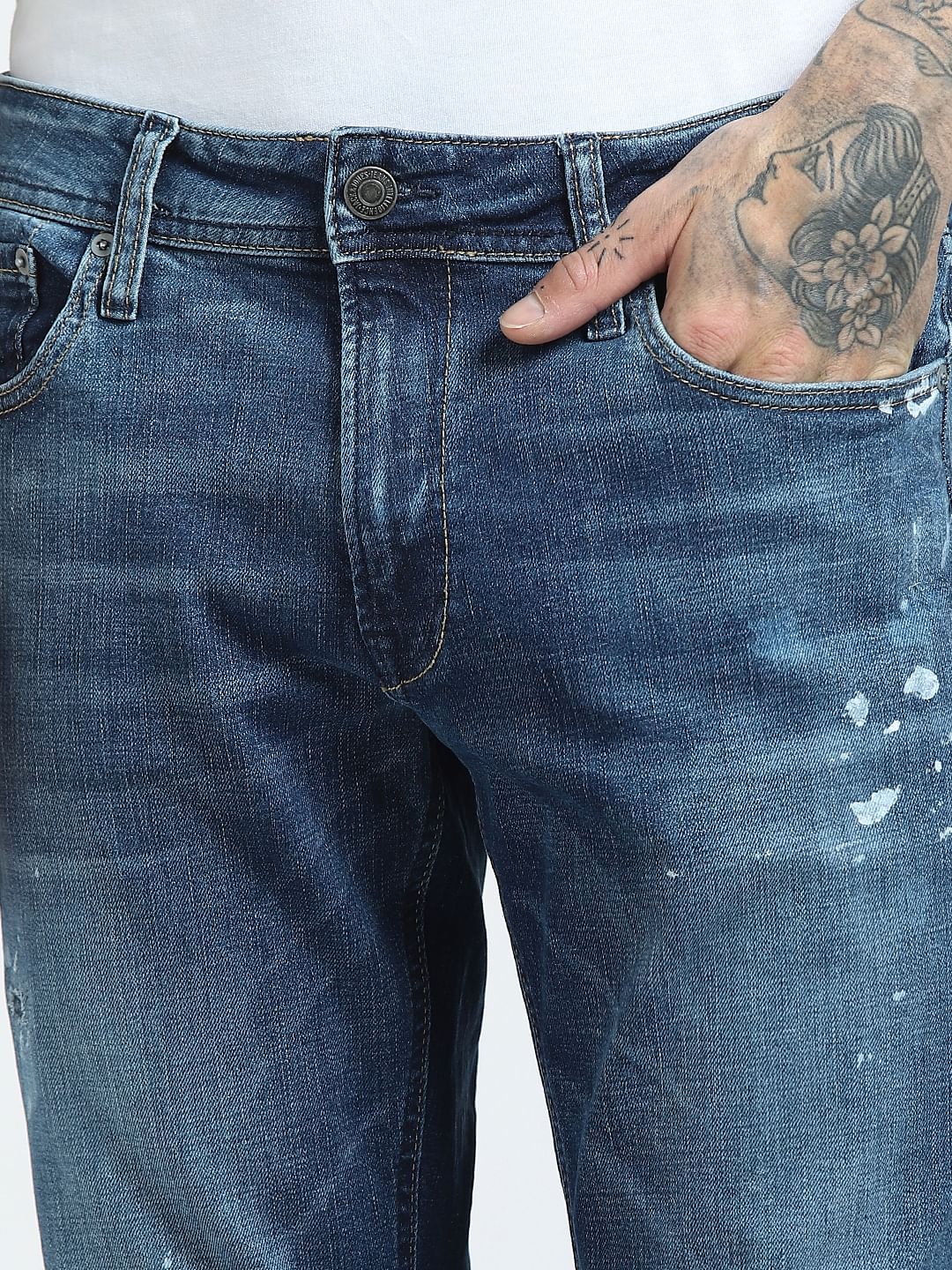 Blue Mid Rise Clark Ripped Straight Jeans - Image 5