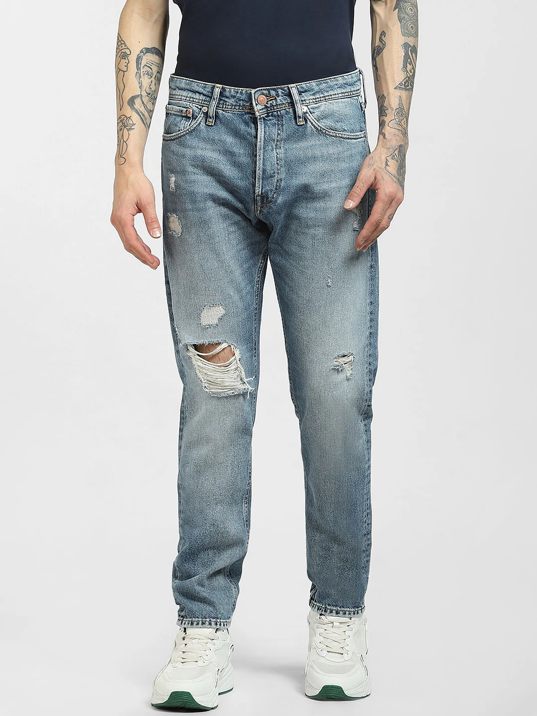 Blue Mid Rise Anti Fit Jeans - Image 2