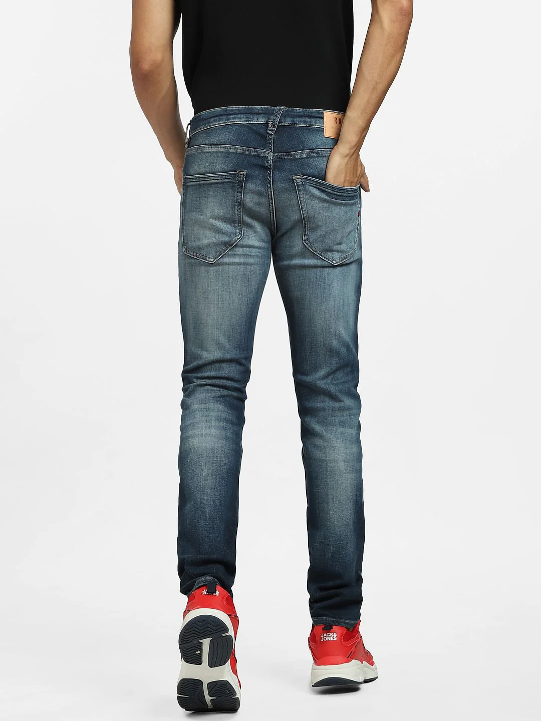 Dark Blue Low Rise Distressed Liam Skinny Jeans - Image 4