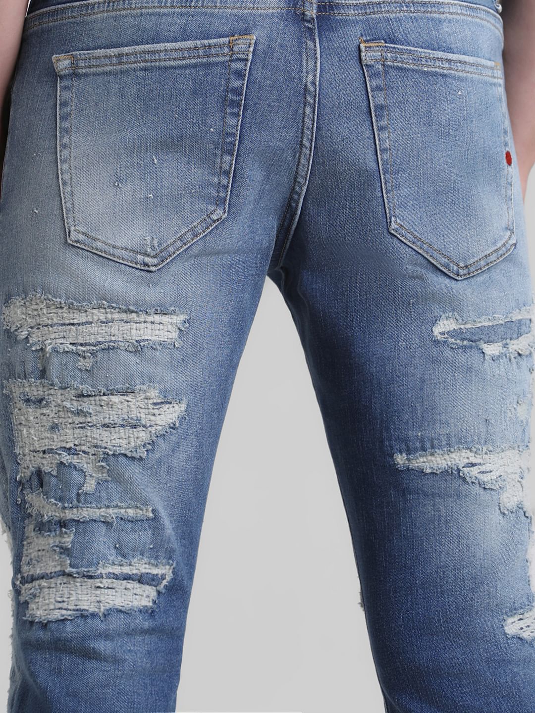 Dark Blue Distressed Glenn Slim Fit Jeans - Image 5