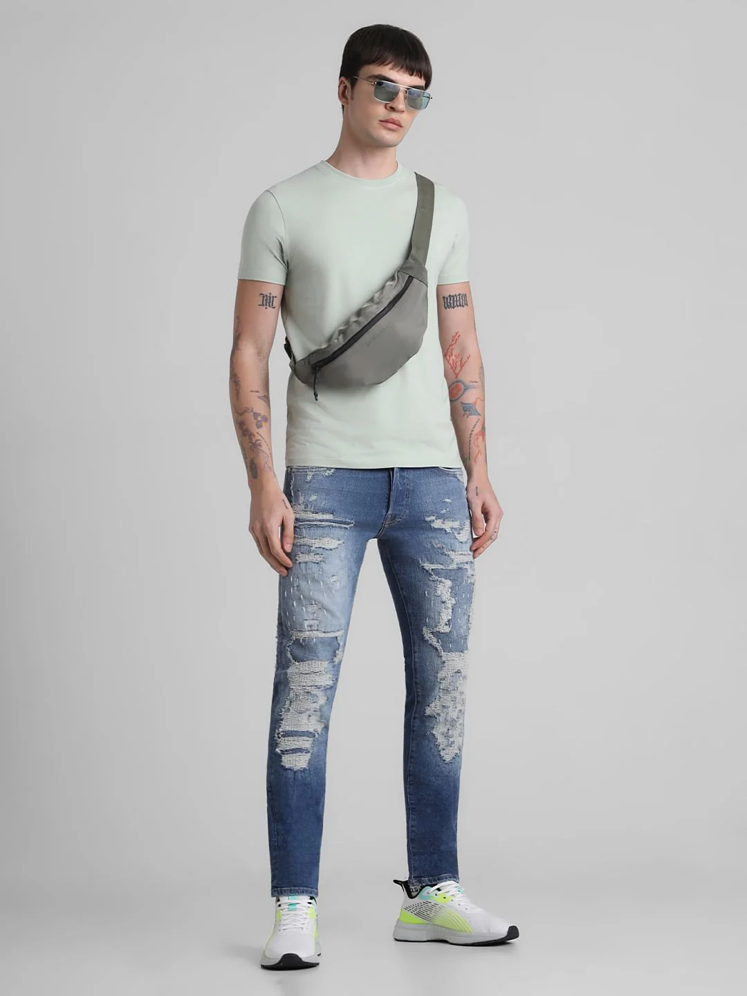 Dark Blue Distressed Glenn Slim Fit Jeans - Image 6