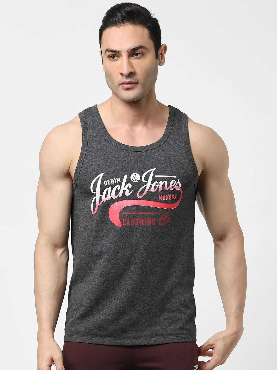 Dark Grey Logo Print Fashion Vest - Image 2