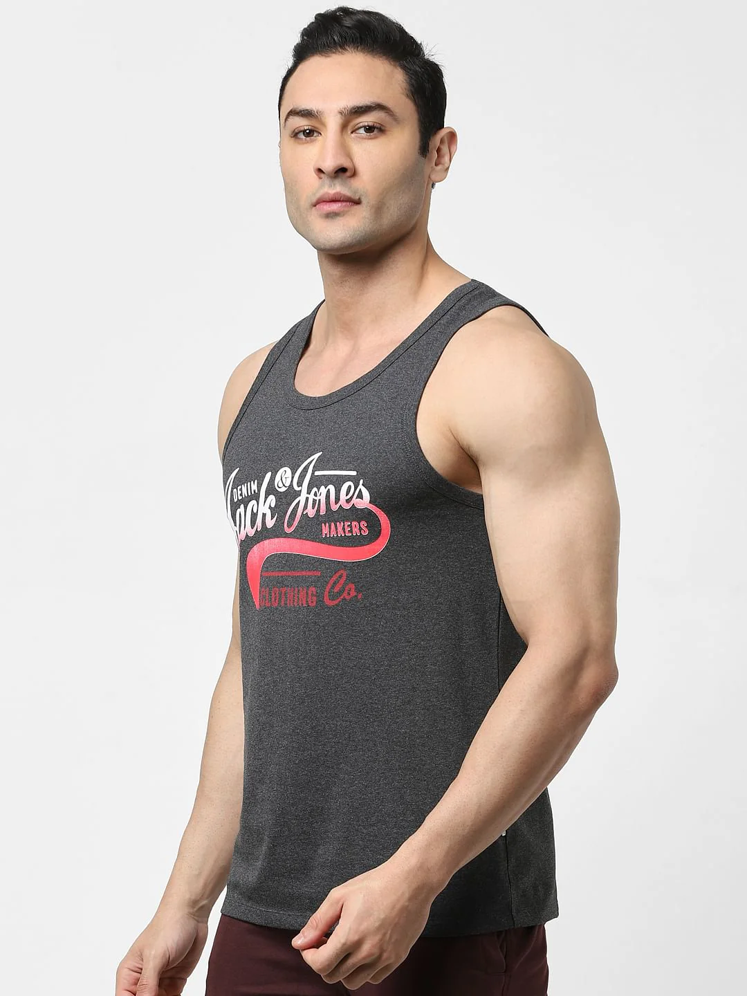 Dark Grey Logo Print Fashion Vest - Image 3
