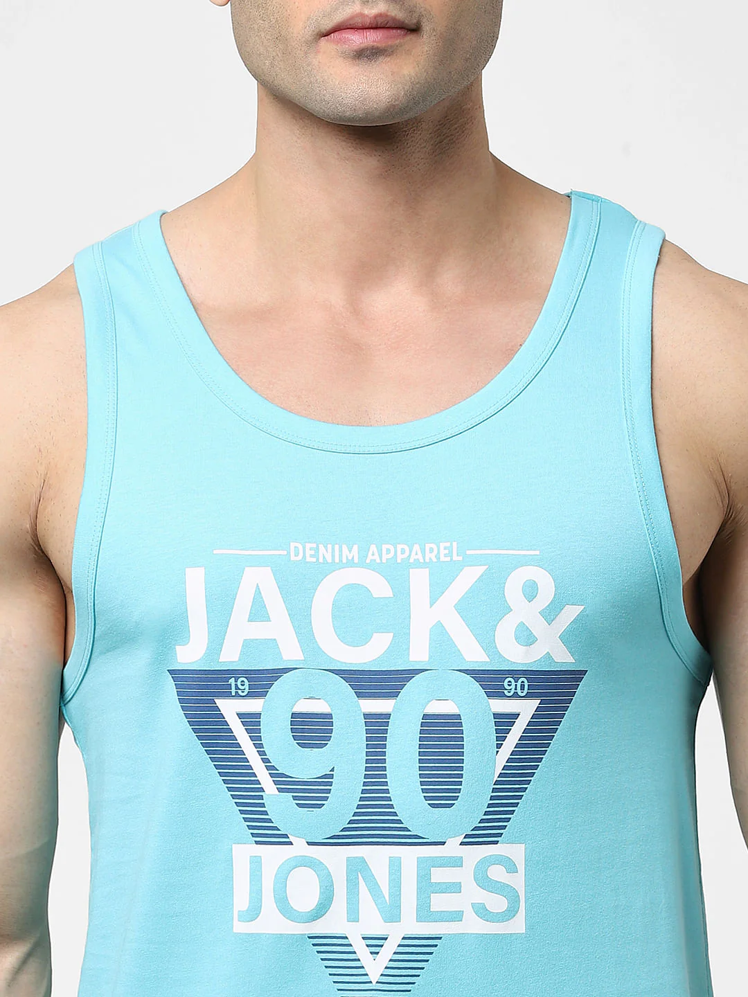 Light Blue Logo Print Fashion Vest - Image 5
