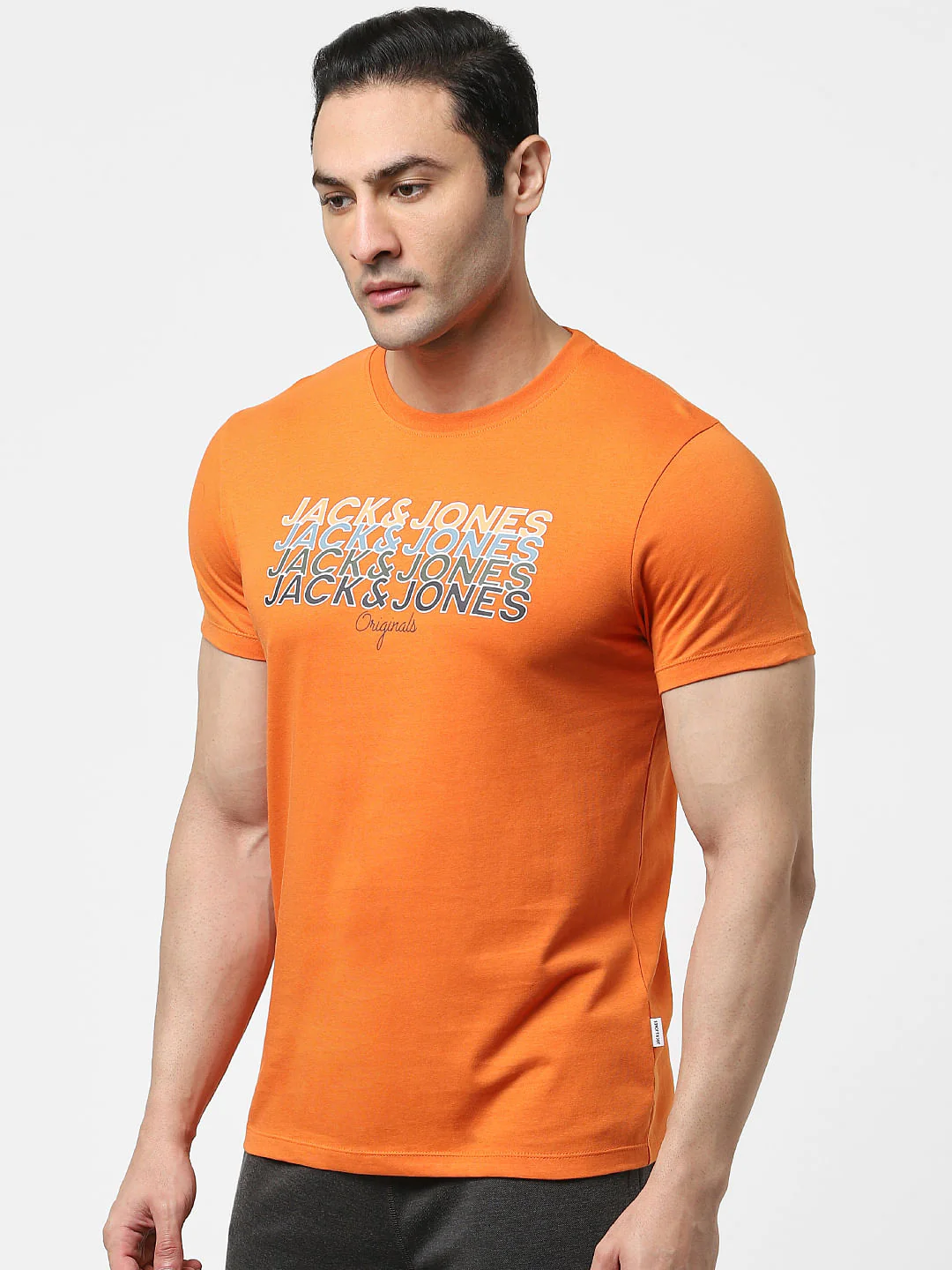 Orange Logo Print Crew Neck T-shirt - Image 3