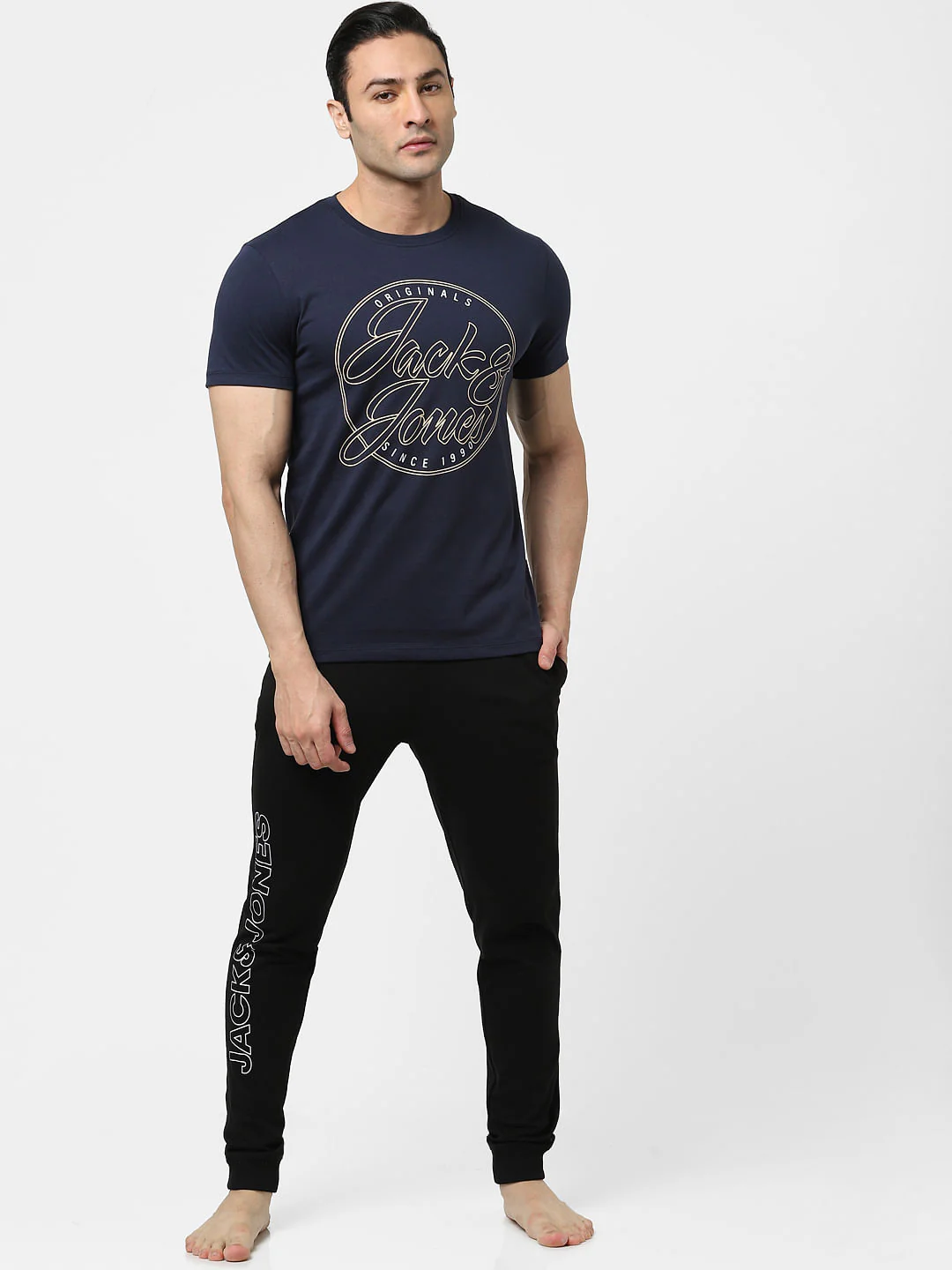 Navy Blue Logo Print Crew Neck T-shirt - Image 6