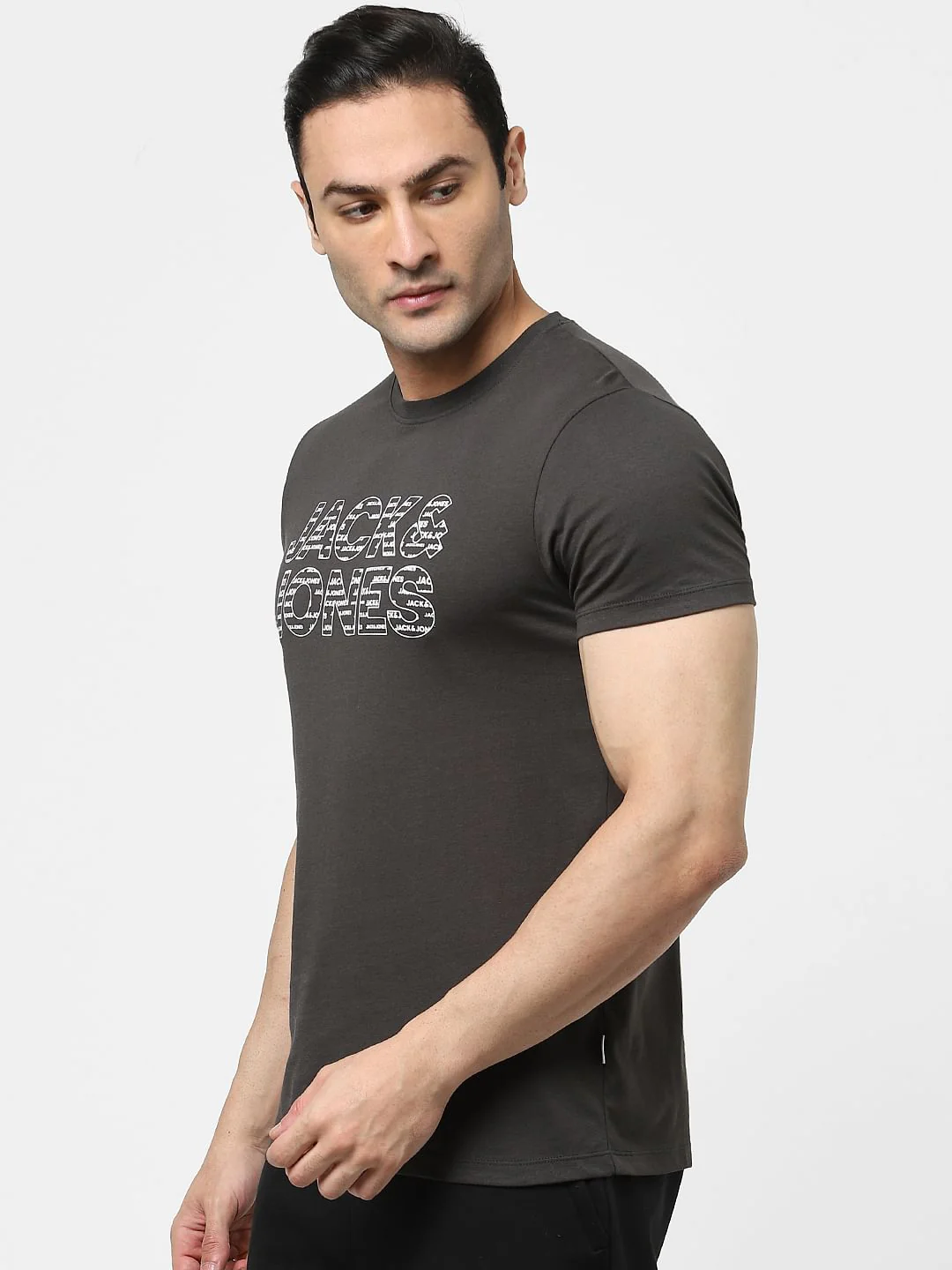 Black Logo Print Crew Neck T-shirt - Image 3
