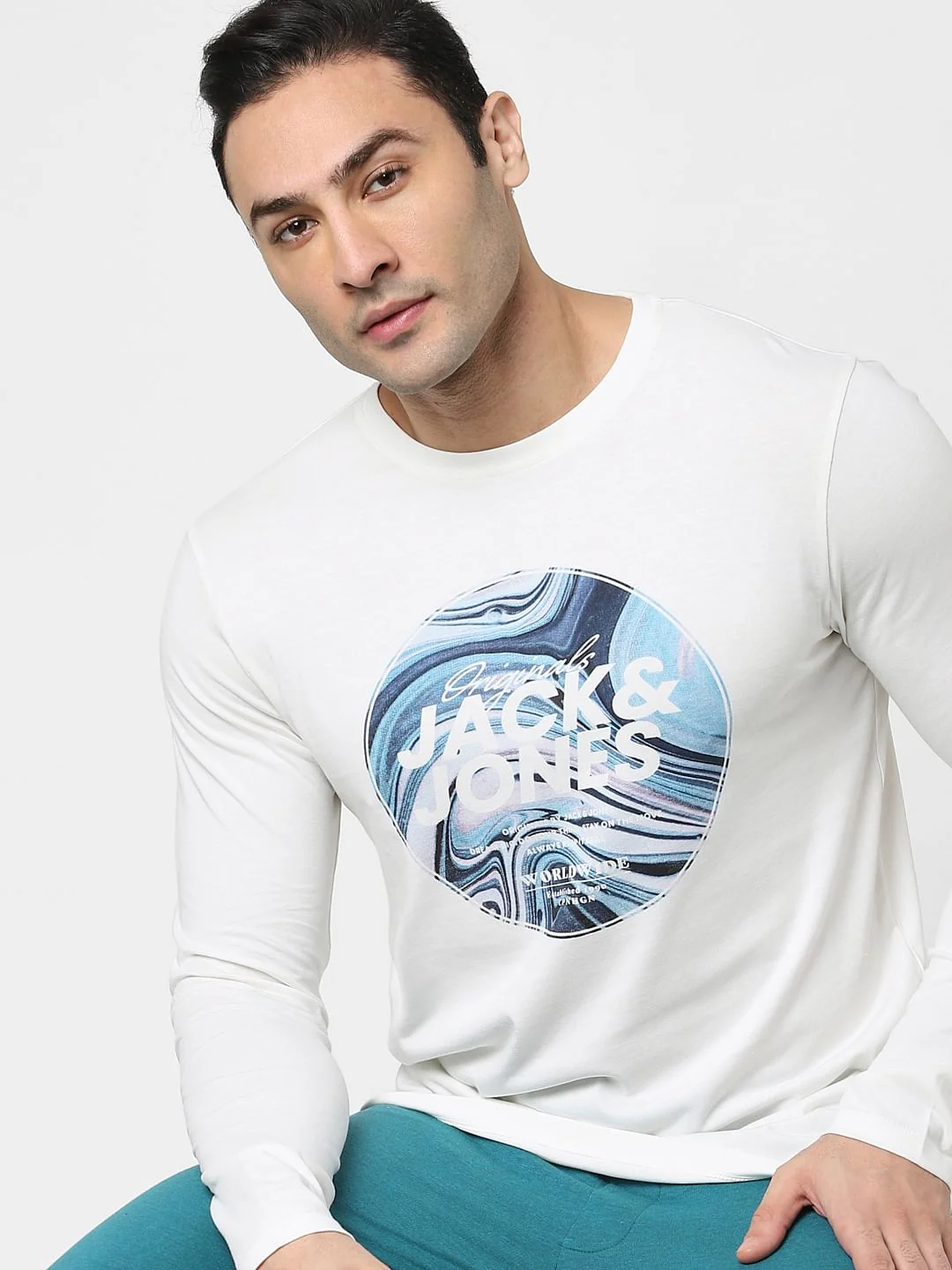 White Full Sleeves Crew Neck T-shirt